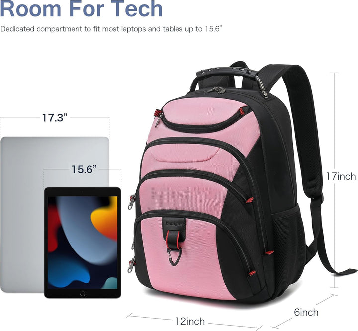 Mochila para laptop Boavan para hombre (Negro, 15.6), rosa y negro,...