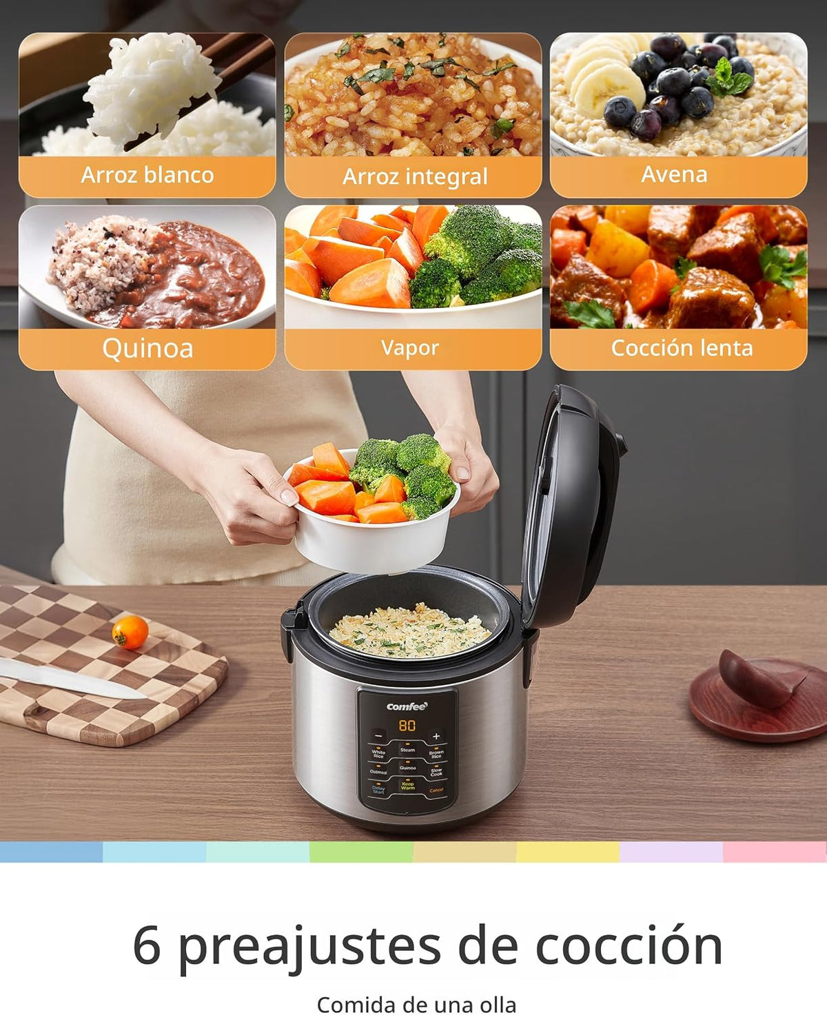 COMFEE' Arrocera con 6 funciones, 4 tazas de arroz sin cocer