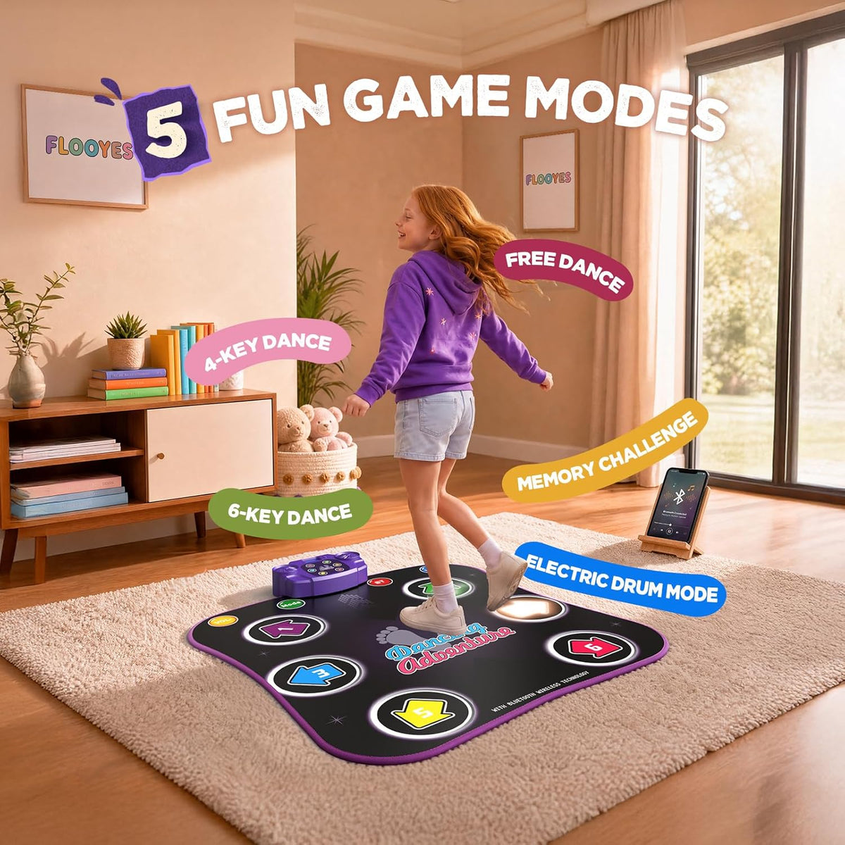 Dance Mat Toys con Bluetooth, Electronic Dance Pad para 3-12 Años