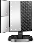 Espejo de maquillaje con iluminación triple con 21 luces LED, aumento 1x/2x/3x y atenuación de pantalla táctil, dos fuentes de alimentación, espejo de maquillaje, regalo para mujeres