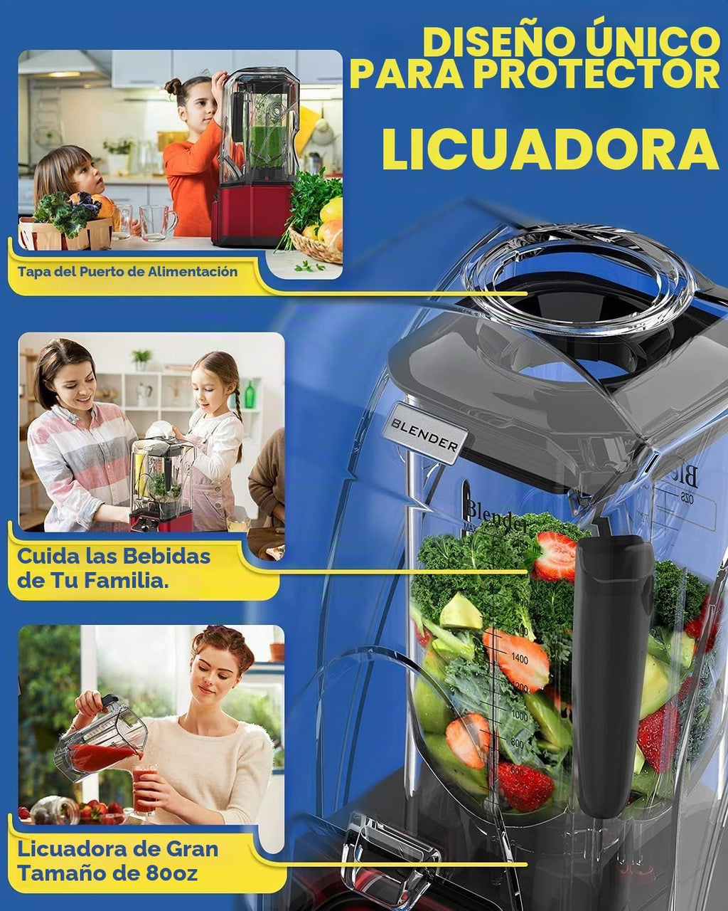 Licuadora profesional Plus, comercial y hogar, 80oz, 2200W, K90