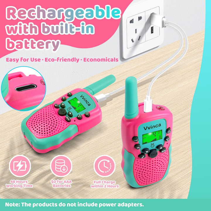 Walkie Talkies para niños, 3 millas de largo alcance, 22 canales, 2...