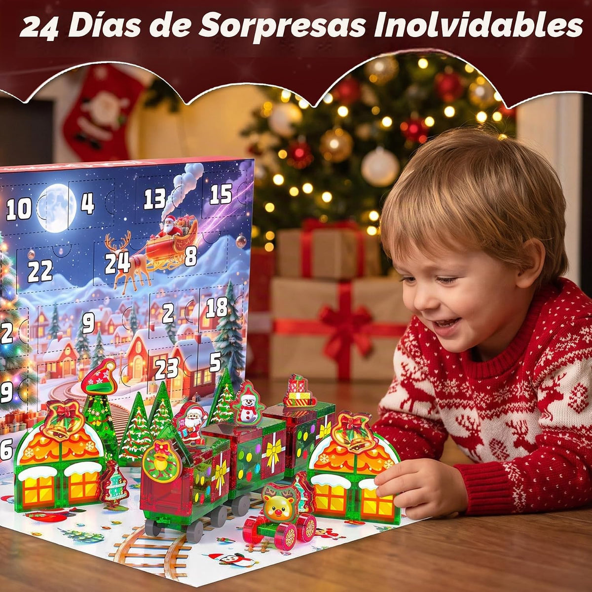 Calendario de Adviento de azulejos magnéticos 2026, regalos de cuenta
