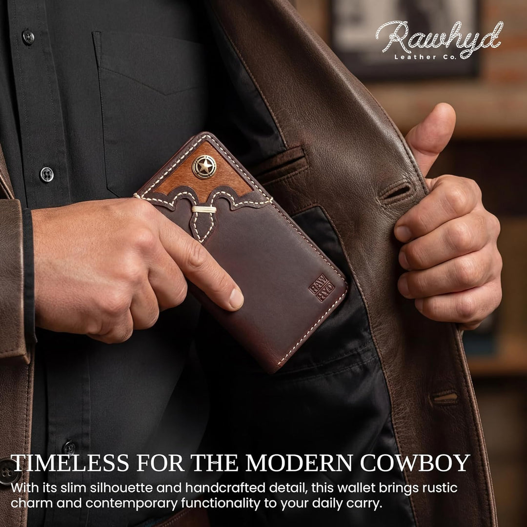 RAW HYD - Cartera larga de cuero para hombres | Funda de chequera d...