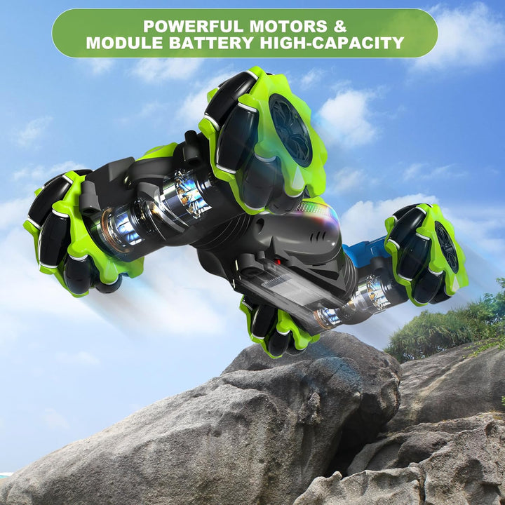 HOSHIPLAY Gesture Coche RC Verde, 1:24 4WD Coche de Acrobacias Todo...
