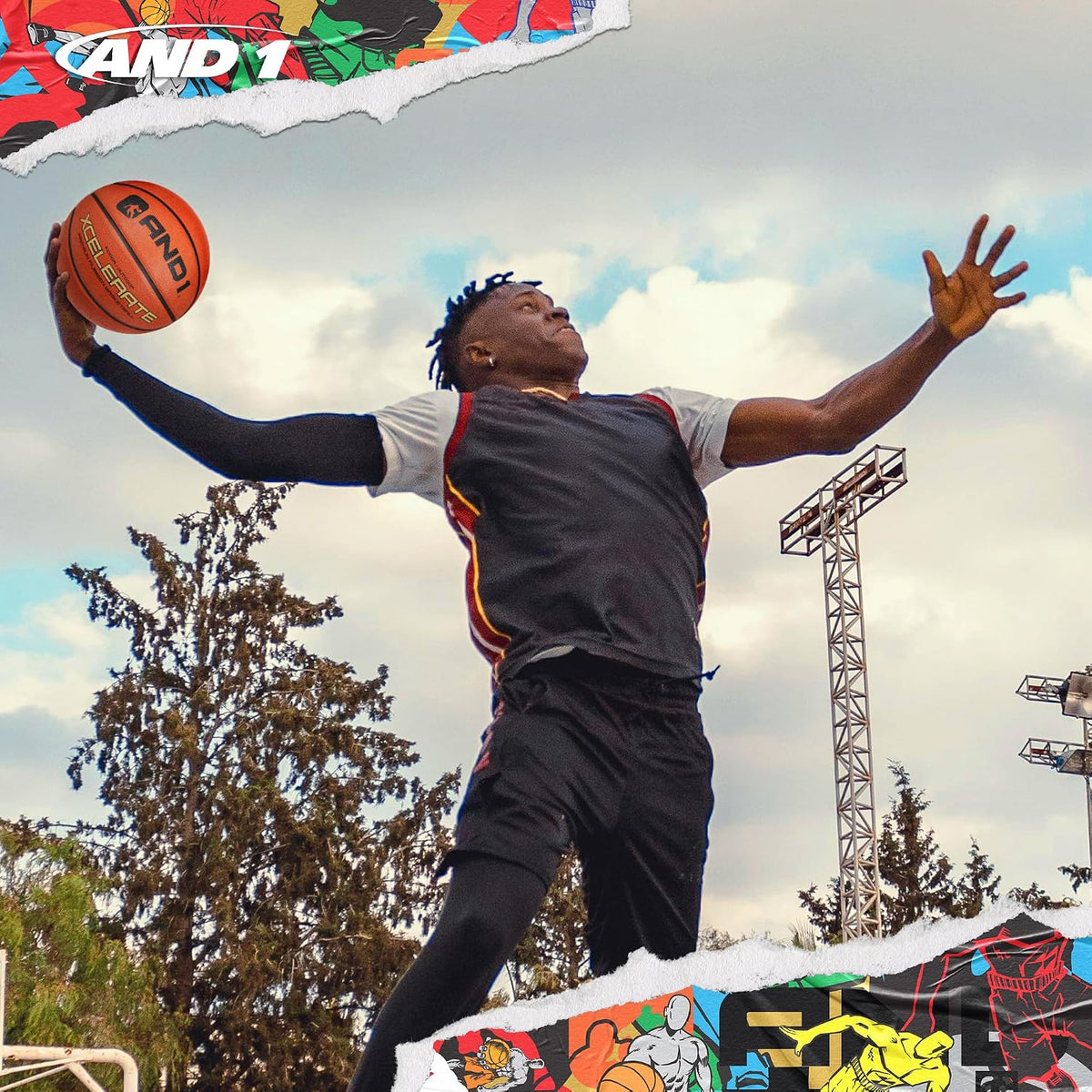 AND1 Xcelerate - Balón de baloncesto de goma, tamaño reglamentario oficial