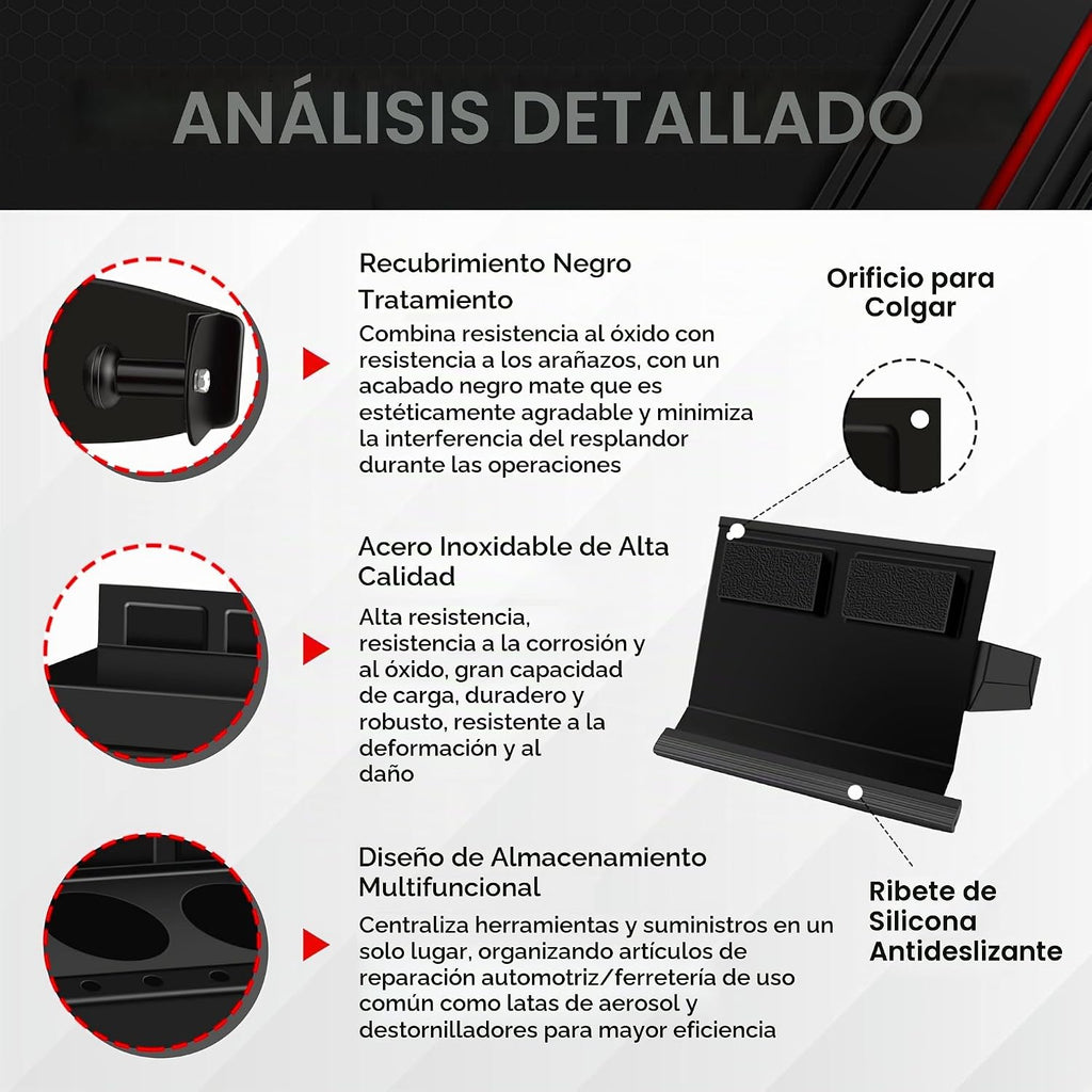 C&T - Juego de estante magnético para caja de herramientas de 4 piezas, bandeja y soporte, juego de bandeja magnética para caja de herramientas, caja de herramientas para almacenamiento en estante