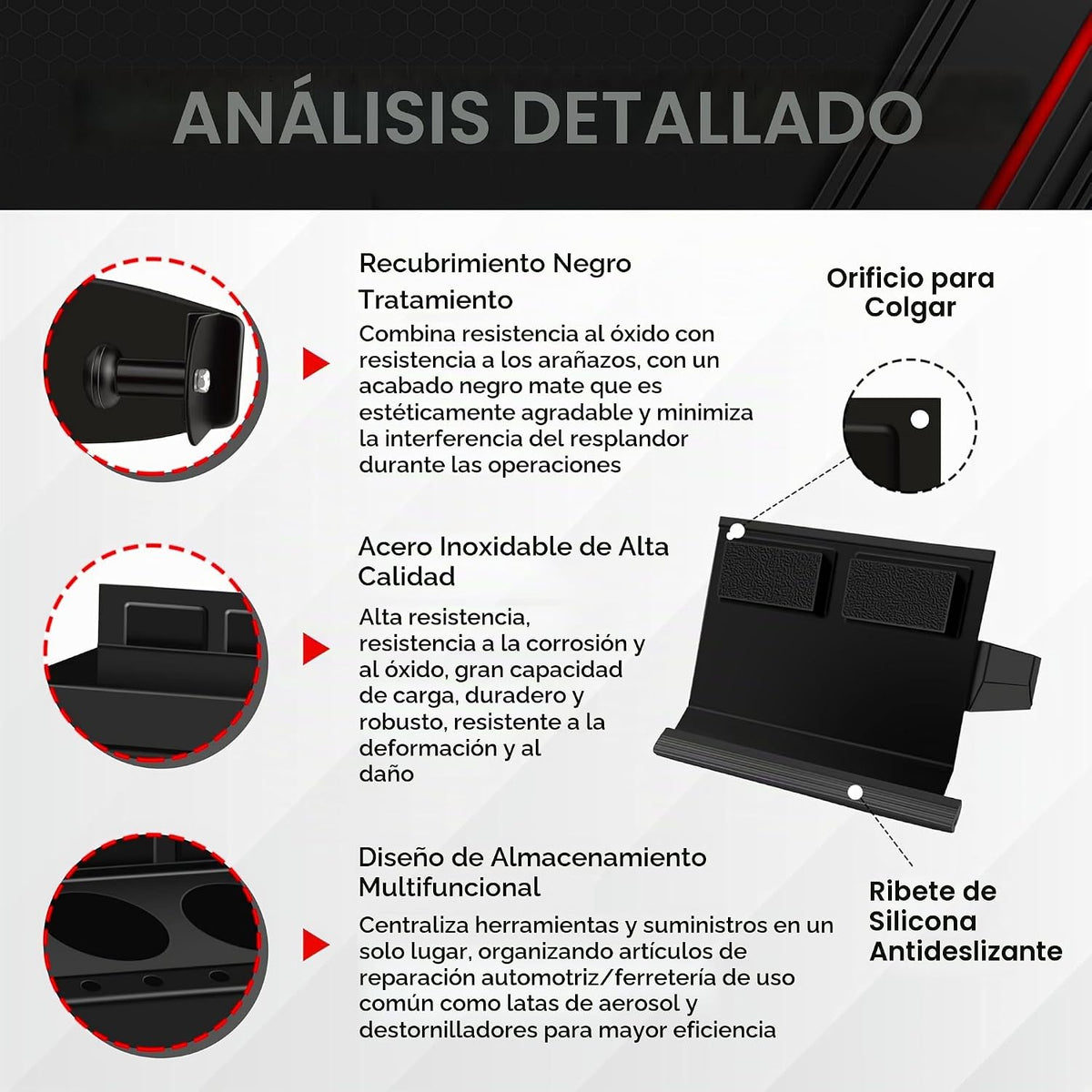 C&T - Juego de estante magnético para caja de herramientas de 4 piezas, bandeja y soporte, juego de bandeja magnética para caja de herramientas, caja de herramientas para almacenamiento en estante