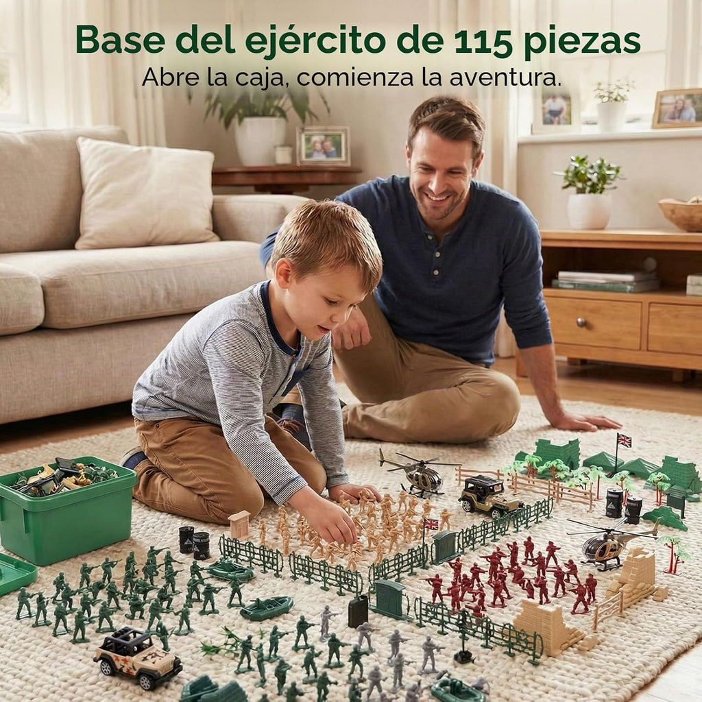 3 otters 115PCS Ejército de Juguete, Soldados en 4 Colores, en Caja de Almacenamiento