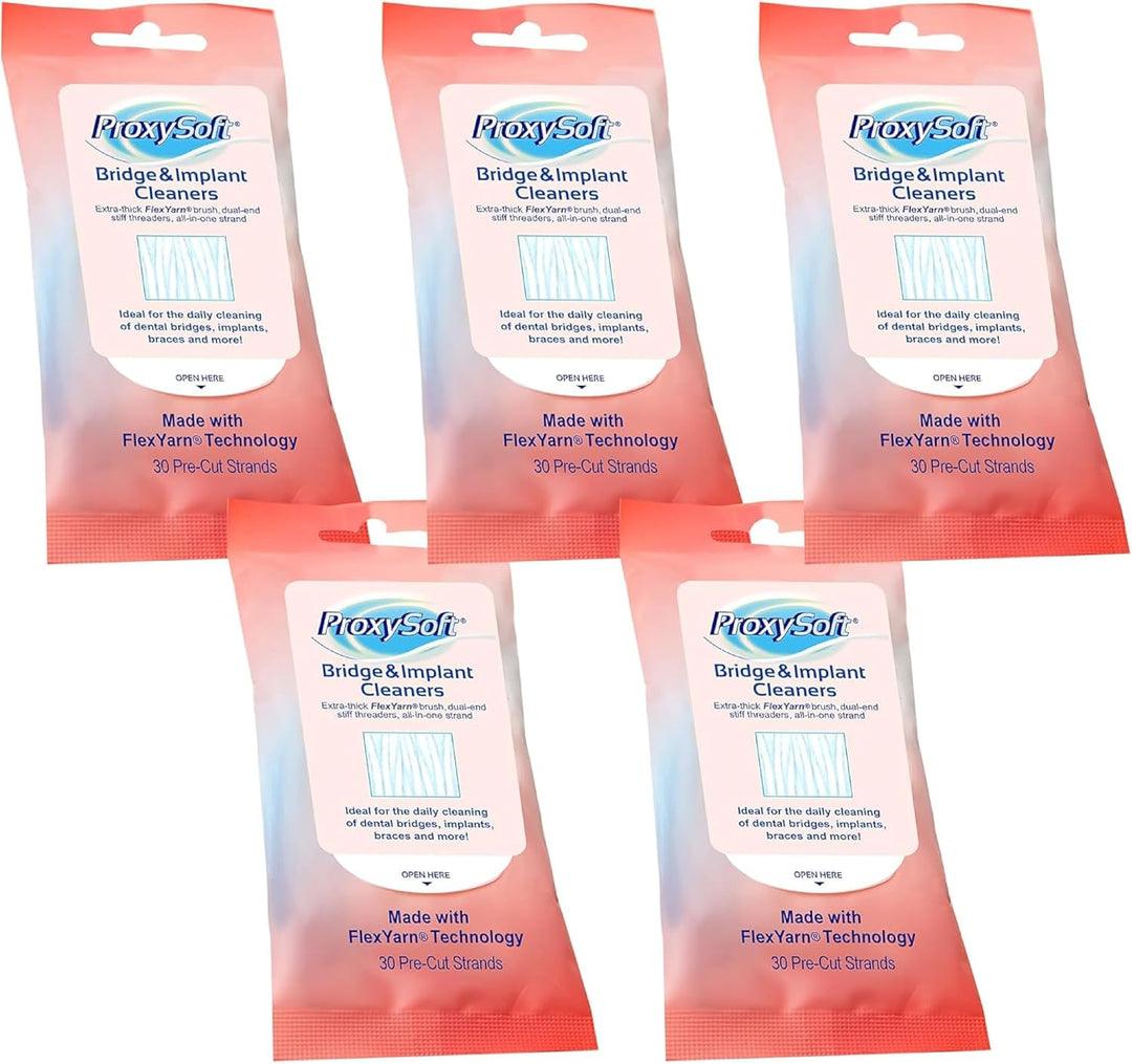 Hilo dental para puentes e implantes dentales, 5 paquetes - Enhebra...