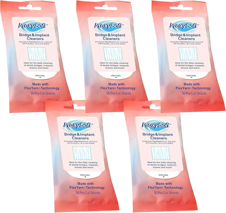 Hilo dental para puentes e implantes dentales, 5 paquetes - Enhebra...