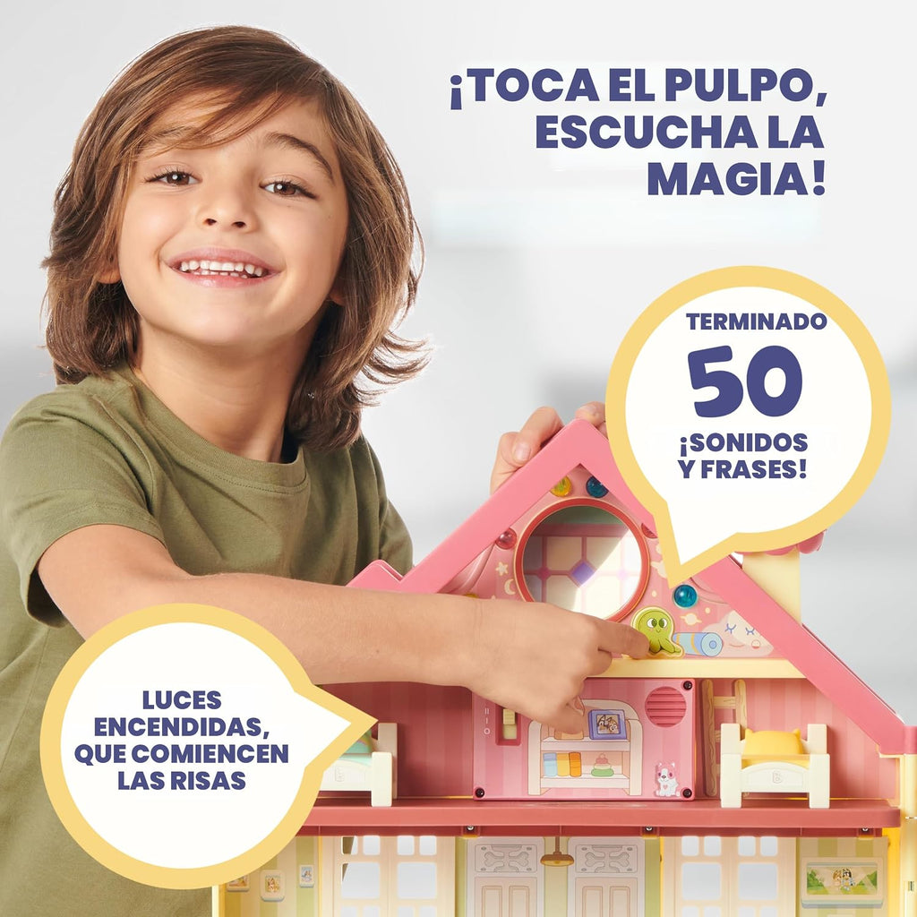 Bluey XL House Playset, luces interactivas, sonidos y pista de baile