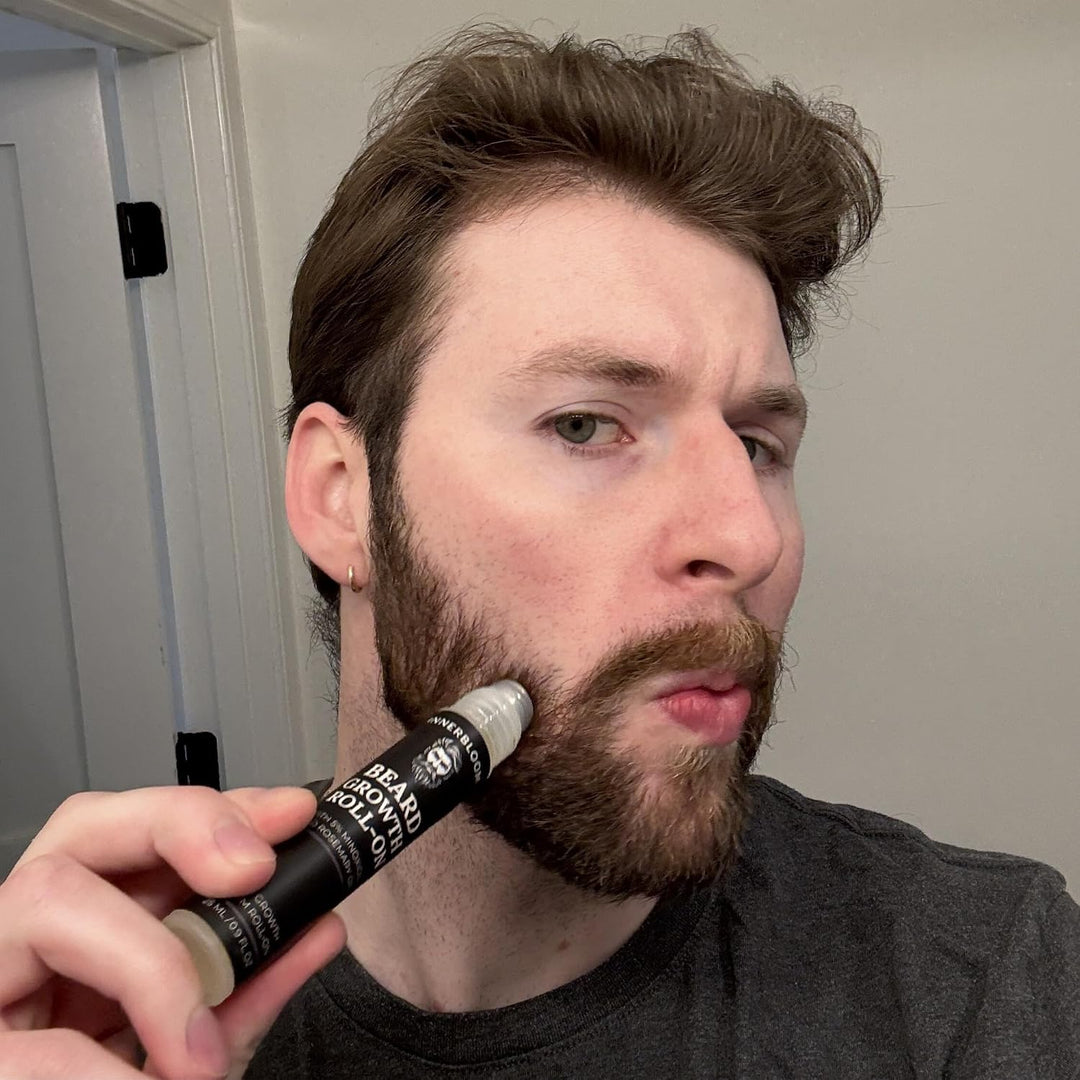Innerbloom Minoxidil - Rodillo de crecimiento de barba con aceite d...