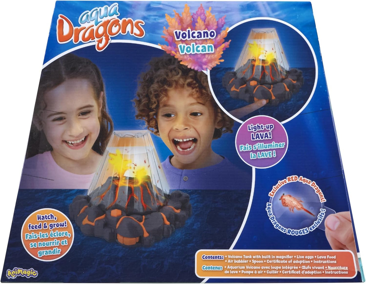 Animagic Aqua Dragons Volcano | Construye un ecosistema acuático, mira cómo las mascotas prehistóricas eclosionan y crecen | Kit de ciencia con tanque de luz LED | Incluye dragones acuáticos rojos exclusivos | A partir de 6 años