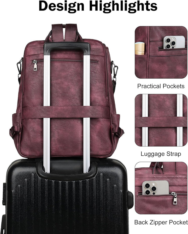 FADEON Mochila para computadora portátil para mujer, mochila de via...