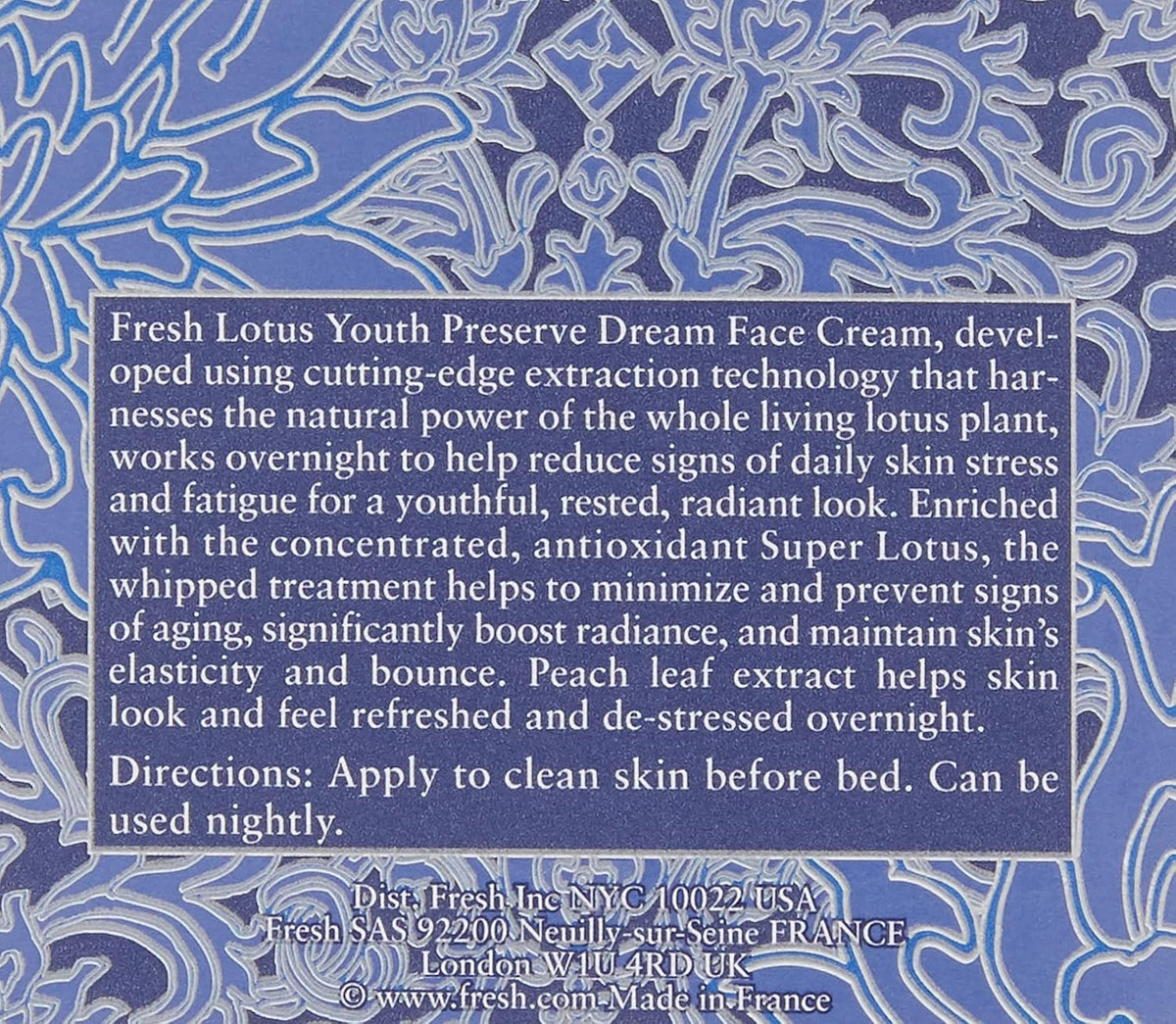 Fresh Lotus Youth Preserve Dream face Cream Crema para la cara Super