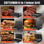 CATTLEMAN - Prensa Panini de cerámica 6 en 1 con platos de gofres