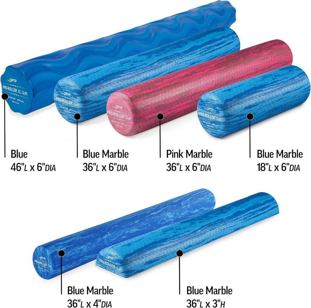 OPTP PRO-Roller - Rodillo de espuma de densidad suave, redondo, azul, 36" x 6"