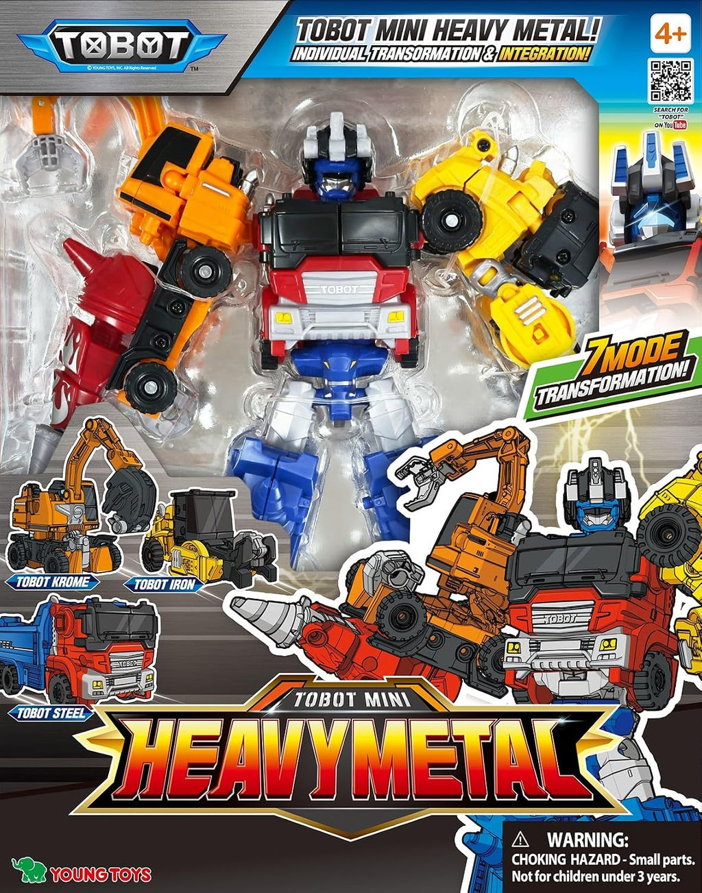 Nuevo TOBOT, MINI TOBOT Heavy Metal, Youngtoys - Vehículo coleccionable transformable a robot, juguetes de personajes de animación de héroes para niños de 4 años en adelante, juguetes transformables