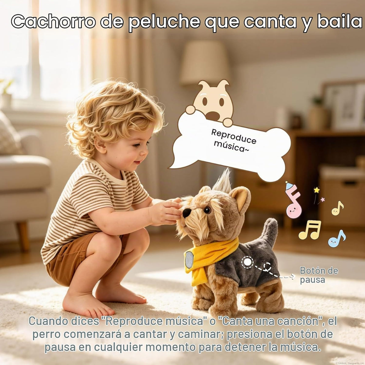 TUMAMA - Perro electrónico interactivo para caminar y ladrar para niños
