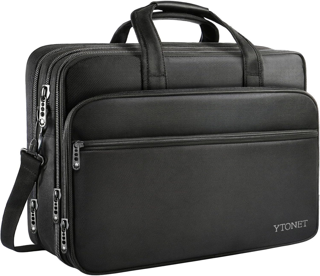 Bolsa de 17" para computadora portable, maletín de viaje con organizador, correa para colgar al hombro expansible, impermeable, para llevar computadora de 15.6", para hombre y para mujer.