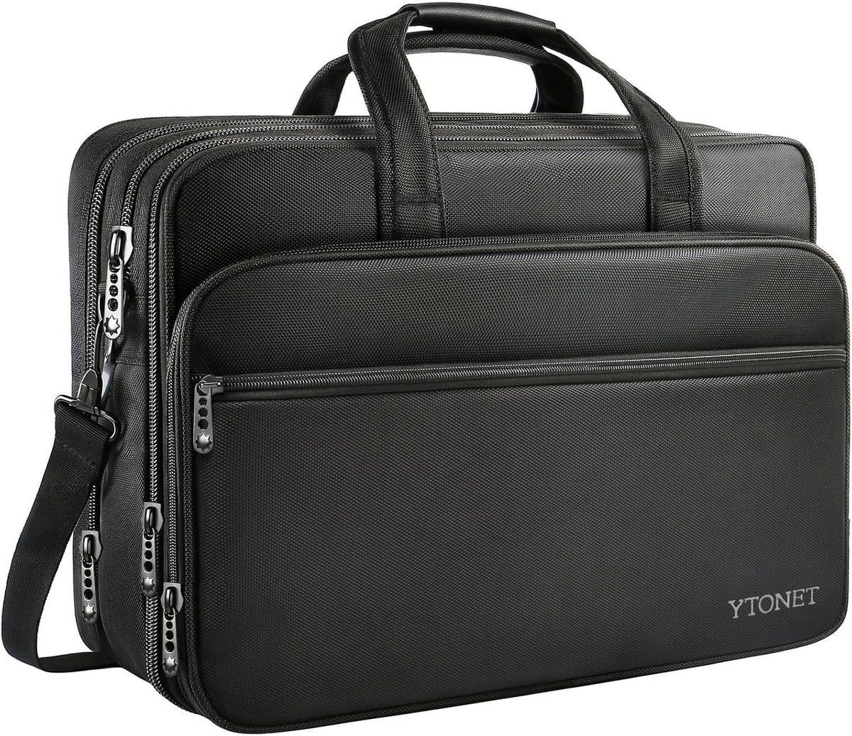 Bolsa de 17" para computadora portable, maletín de viaje con organizador, correa para colgar al hombro expansible, impermeable, para llevar computadora de 15.6", para hombre y para mujer.