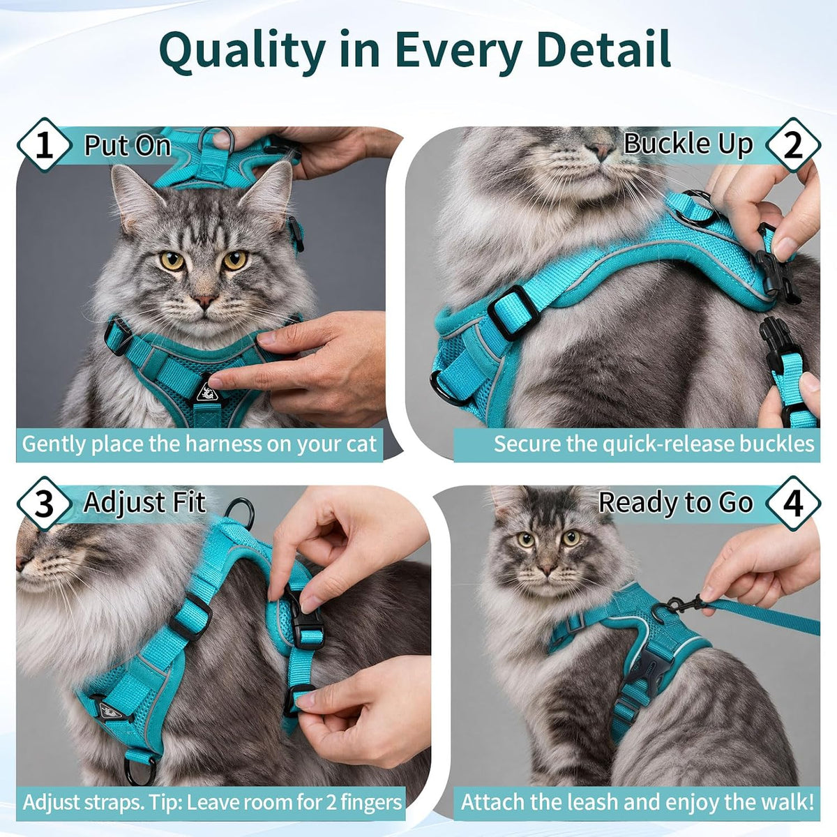 Juego de arnés y correa para gato grande | Chaleco de malla ajustable a prueba de escapes con tiras reflectantes, arnés suave y transpirable sin estrangulamiento para perros pequeños, gatitos extra