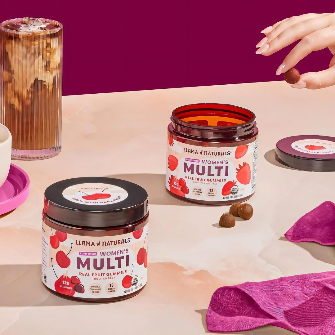 Llama Naturals Multivitamínico para mujeres, gomitas veganas y orgá...