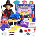 Kit de trucos de magia, 30 en 1, juego de magia para niños de 6, 7, 8, 9, 10, 11, 12, disfraz de mago para juego de simulación e instrucciones en video paso a paso para cada truco para principiantes, regalos de cumpleaños para niños