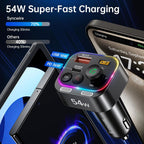 Syncwire Bluetooth 5.4 Transmisor FM Adaptador de coche 54W con interruptor