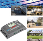 Controlador de carga de panel solar MPPT de 100 A, controlador de cargador de batería solar automático de 12 V/24 V con pantalla LCD, puerto USB dual y temporizador de ajuste de horas de