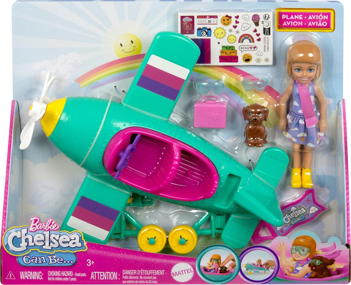 Barbie Chelsea Can Be muñeca y juego de avión, avión de 2 plazas co...