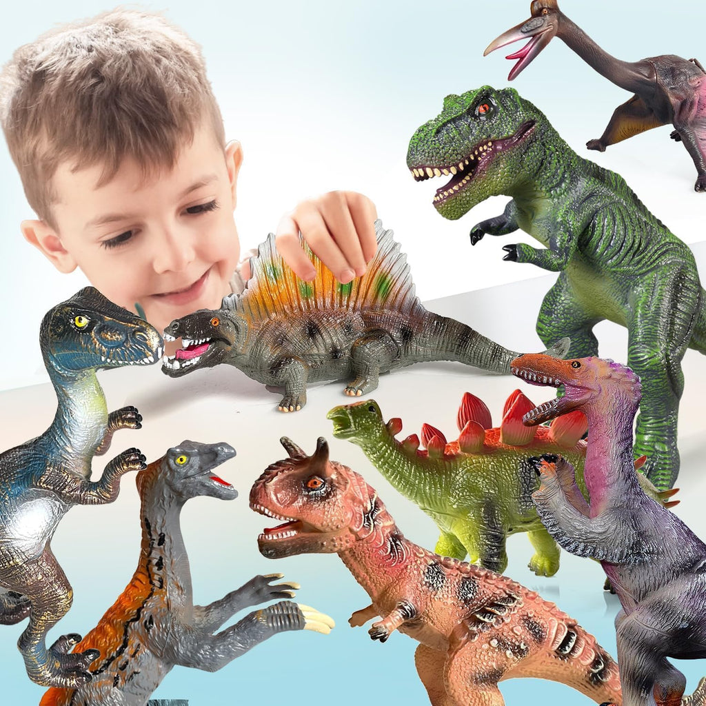 Gzsbaby 8 juguetes de dinosaurio jumbo para niños pequeños de 3 a 5 a 7 años, recuerdos perfectos de fiesta de dinosaurios, regalos de cumpleaños