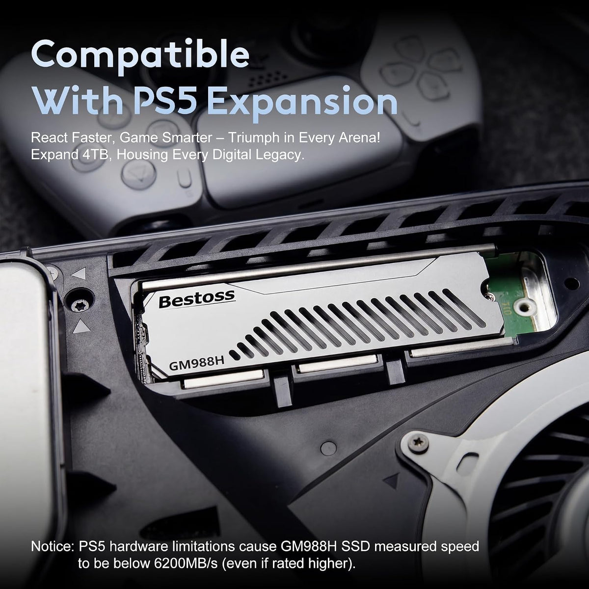 Bestoss SSD PCIe4.0 NVMe M.2 2280 de 2 TB con disipador de calor