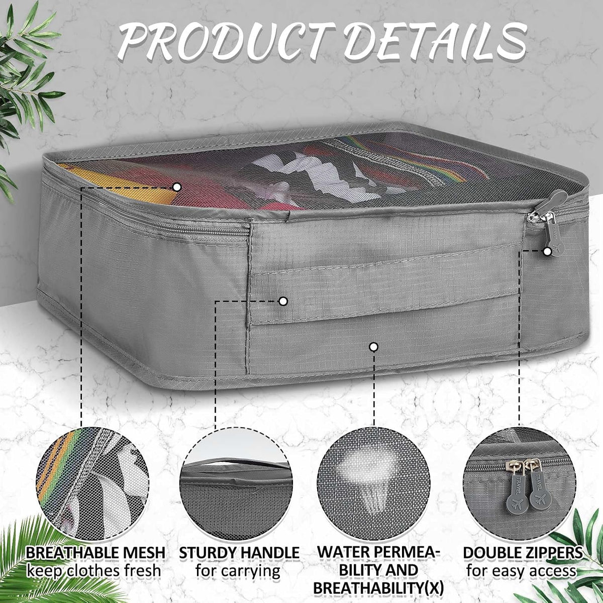 Silkfly 8 cubos de embalaje XL para equipaje de viaje, simple, gris