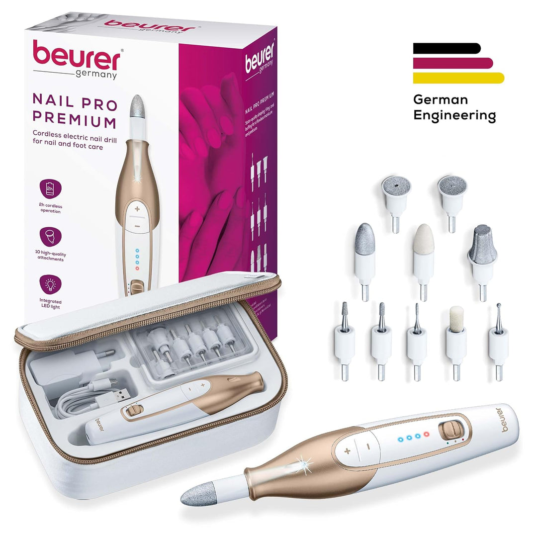 Kit de taladro de uñas Beurer MP64, lima de uñas eléctrica inalámbr...