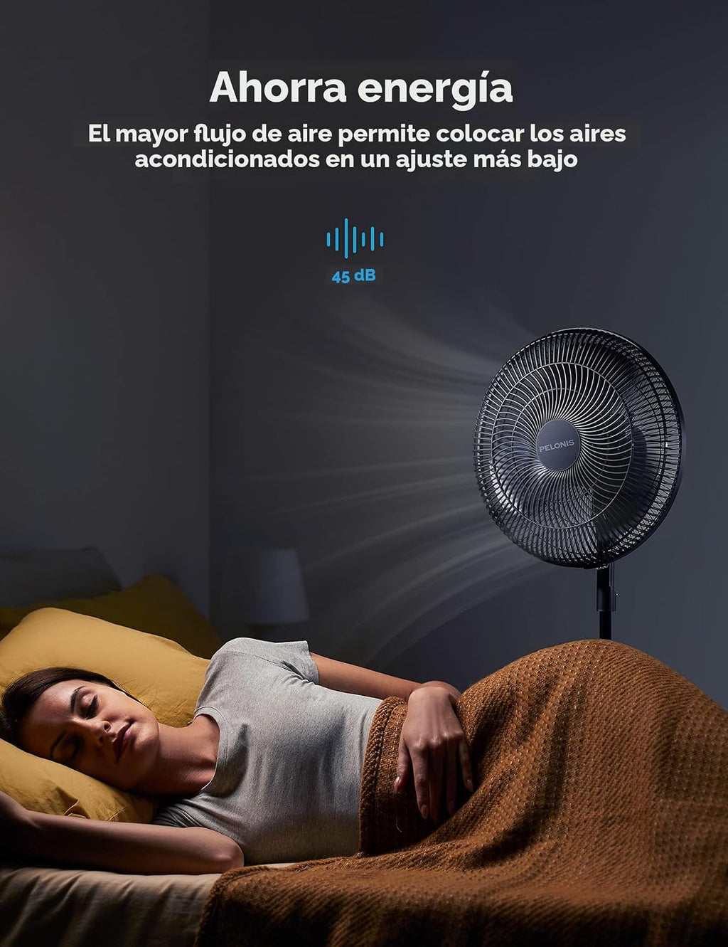 PELONIS Ventilador de pedestal oscilante ajustable de 16" para...