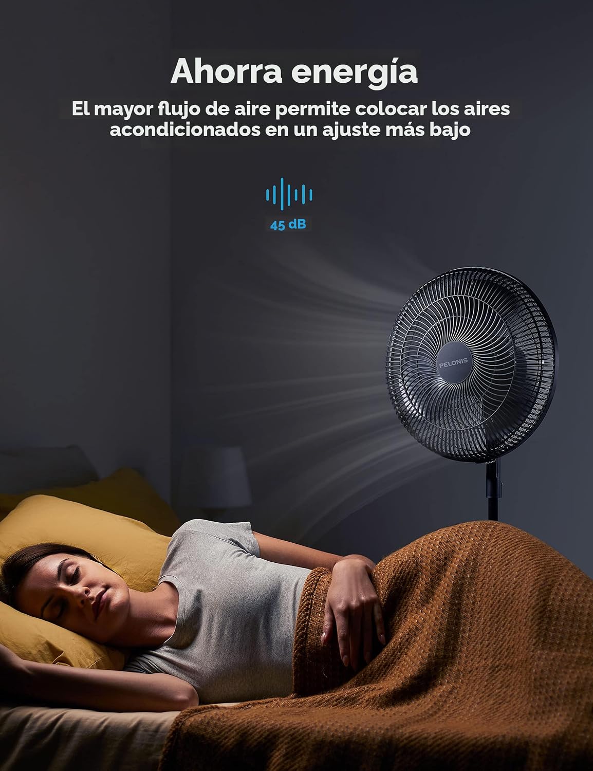 PELONIS Ventilador de pedestal oscilante ajustable de 16" para...