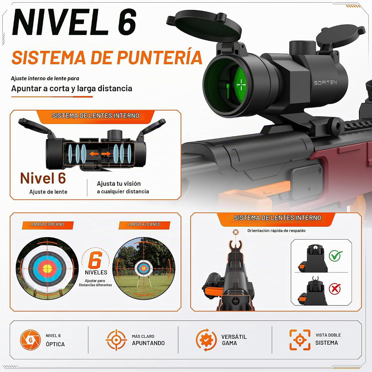 SOFITEN - Pistola de juguete eléctrica con rifle de francotirador automático con acción plegable