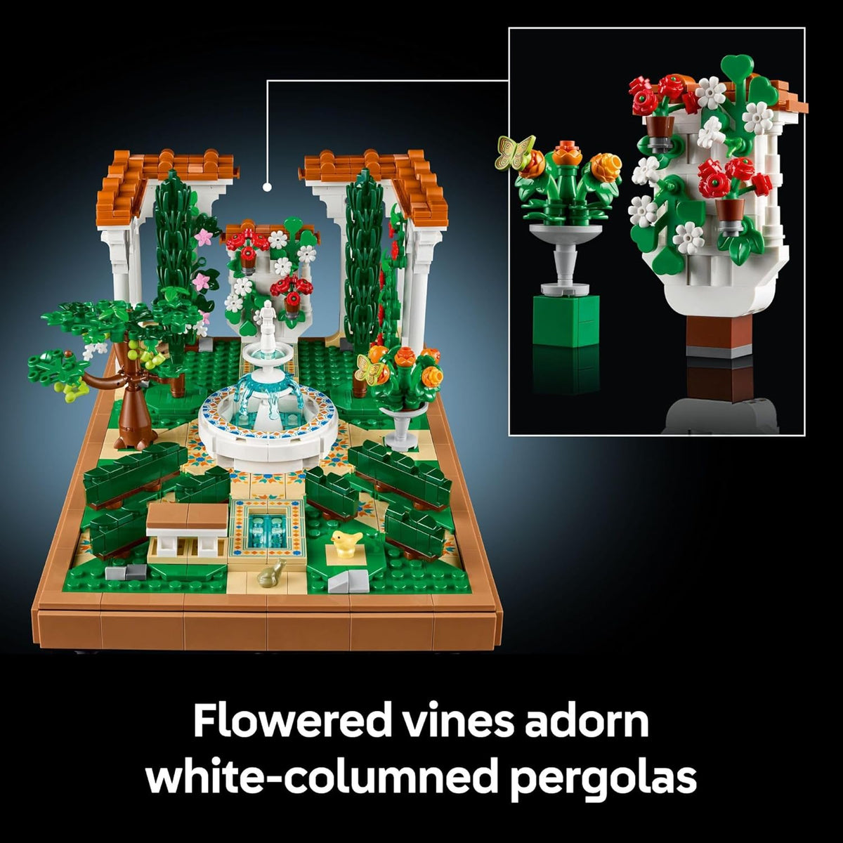LEGO Icons Fountain Garden Building Set - Kit de bricolaje