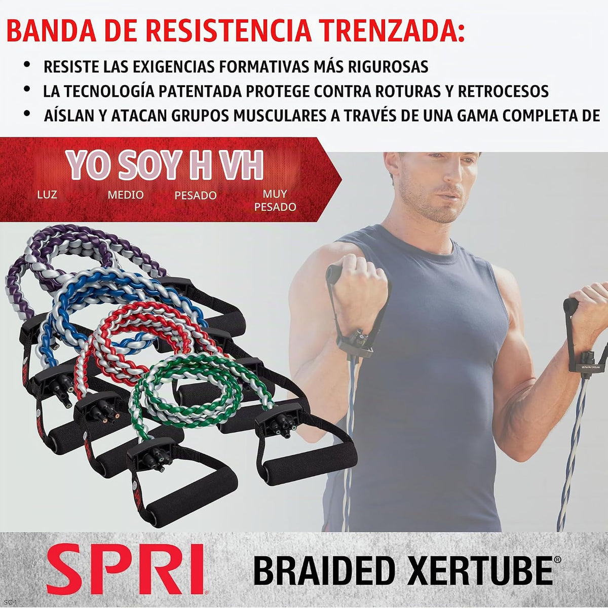 SPRI Xertube, cuerdas trenzadas para ejercicios con banda resistente