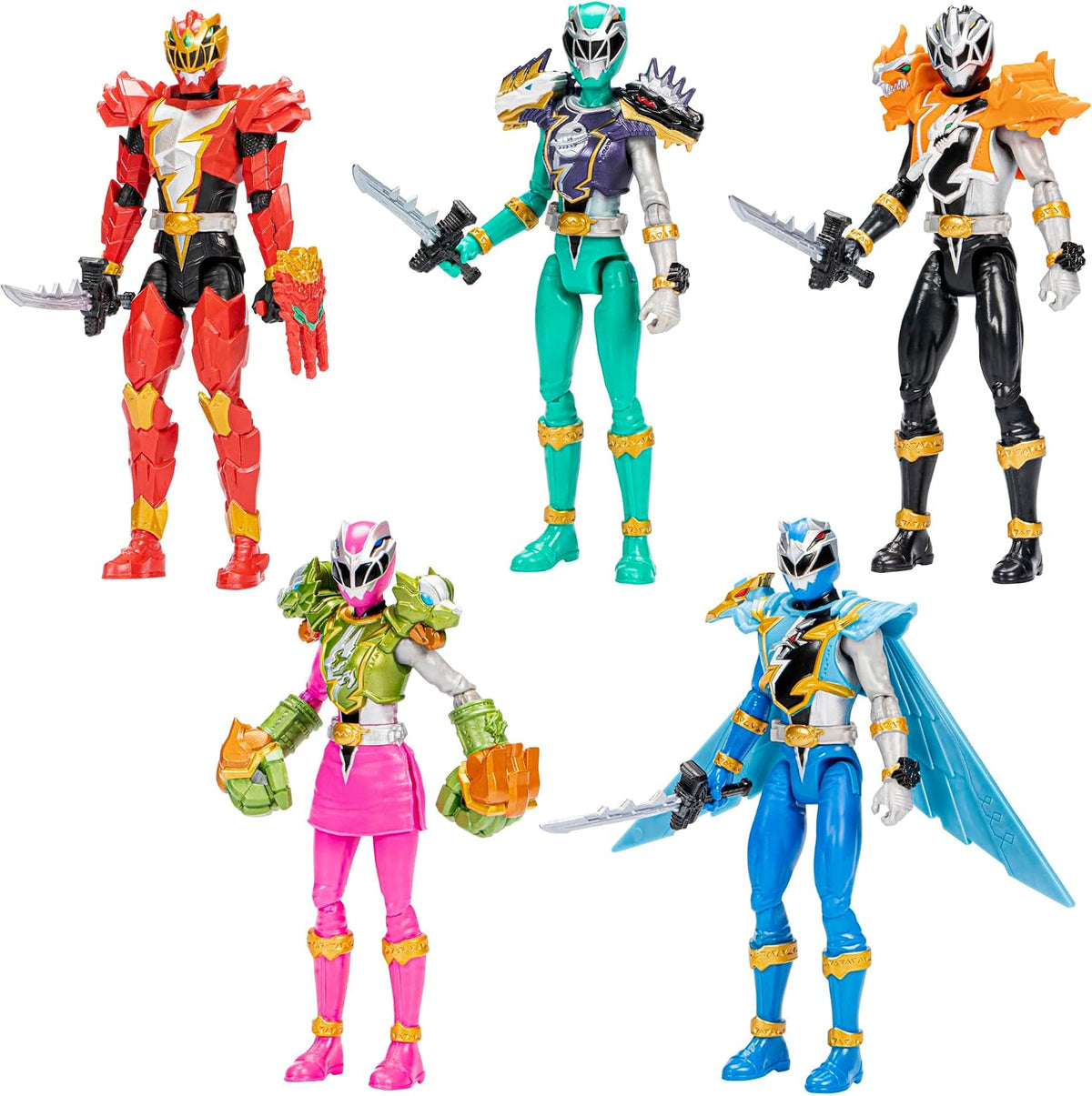 Power Rangers Dino Fury Paquete de Equipo, Figuras de Acción de 6 Pulgadas, Juguetes para Niños y Niñas de 4 Años, Set de Figuras de Acción, Juguetes de Superhéroes (Exclusivo de Amazon)