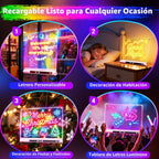 Geokay Tablero de dibujo LED recargable de 16 pulgadas, modos de luz de 9