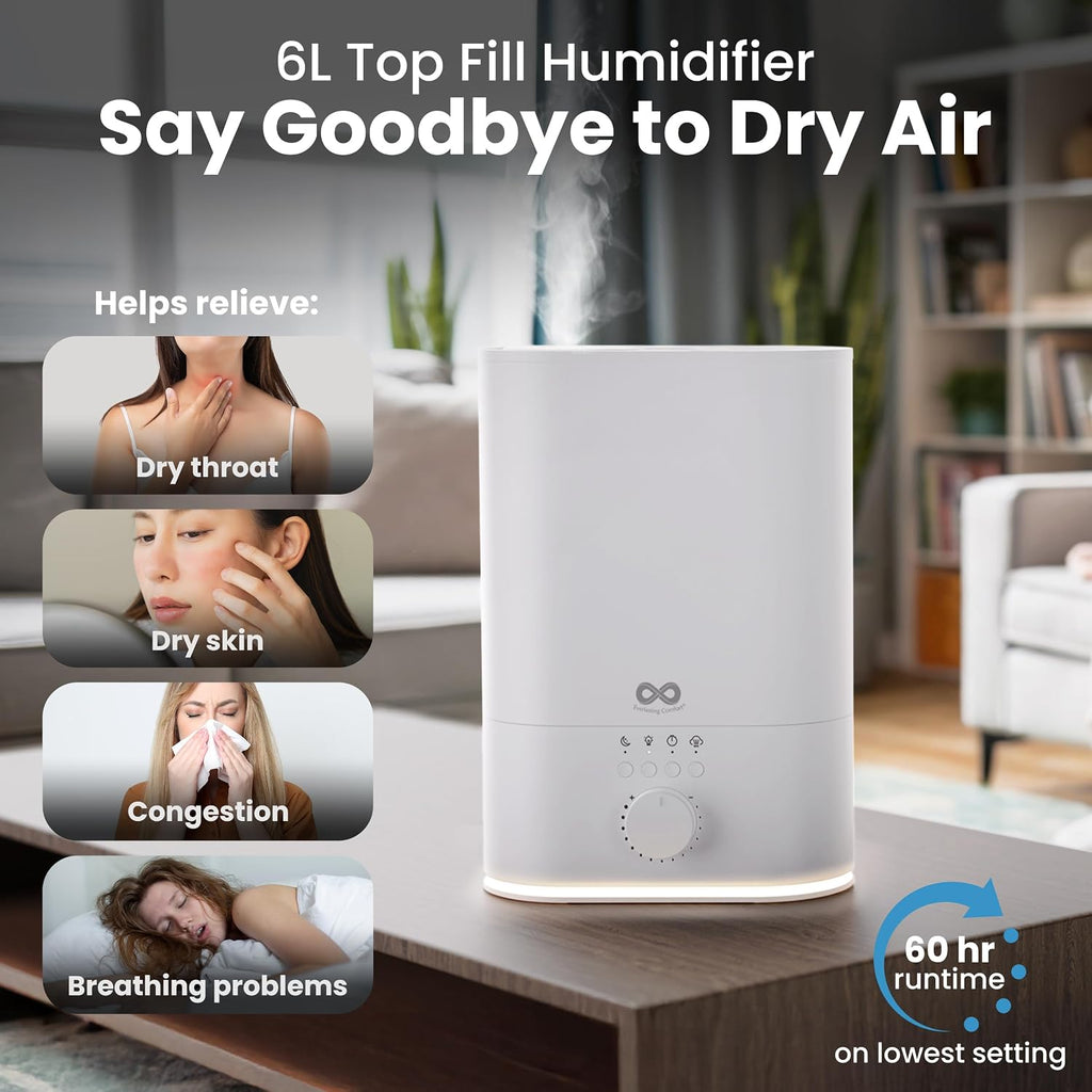 Everlasting Comfort - Humidificador grande de 6 litros para dormitorio