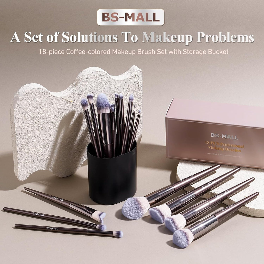 BS-MALL Juego de brochas de maquillaje de 18 piezas premium sintéti...