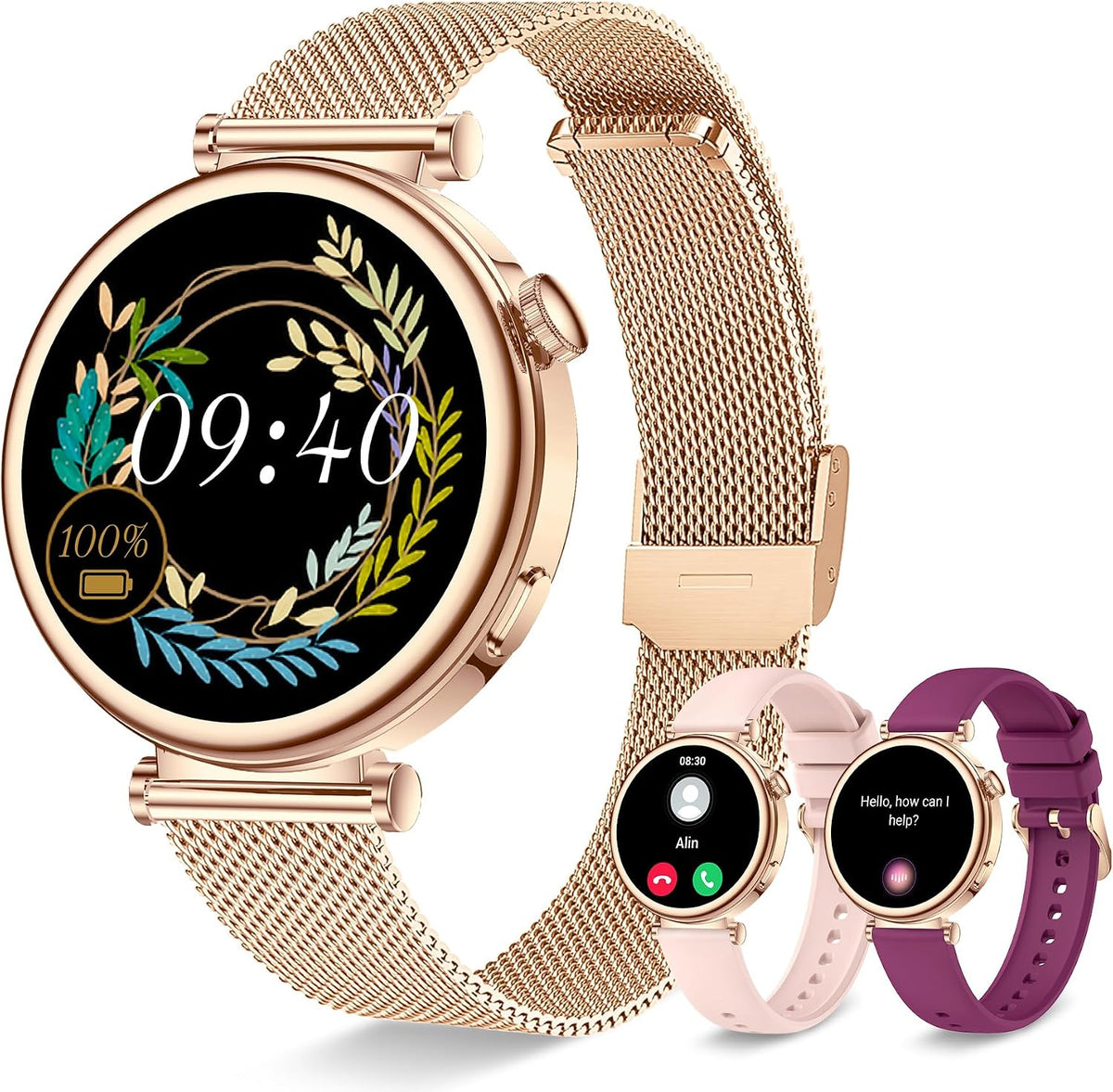 Iaret - Reloj inteligente para mujer, contestar/hacer llamadas, monitor de actividad física de 1.27 pulgadas con monitor de frecuencia cardíaca, sueño, SpO2, reloj inteligente para iPhone Android, más de 110 modos deportivos, elegante reloj para mujer