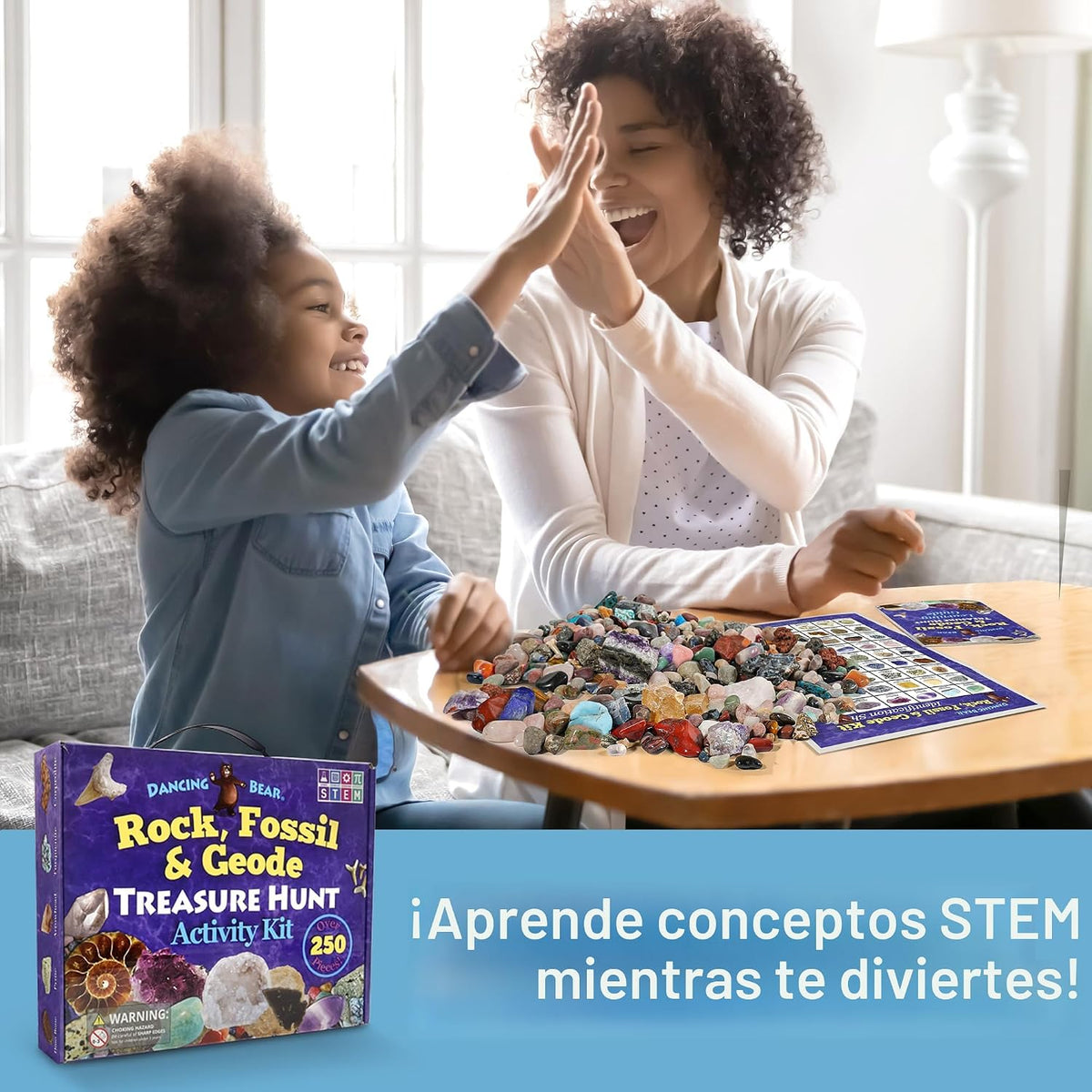 Set de actividades de la colección Rock & Mineral (más de 150 piezas), hoja de identificación educativa más 2 geodas fáciles de romper, dientes de tiburón fosilizados y flechas de la marca Dancing Bear