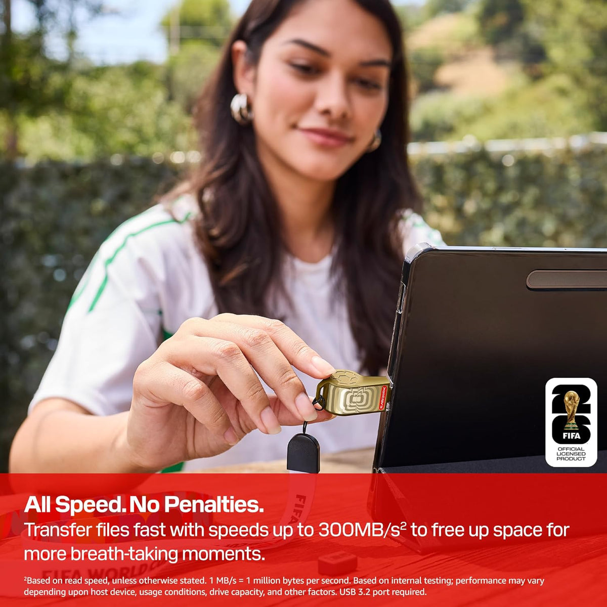 SANDISK Unidad flash USB-C de 128 GB, edición dorada de la Copa Mun...