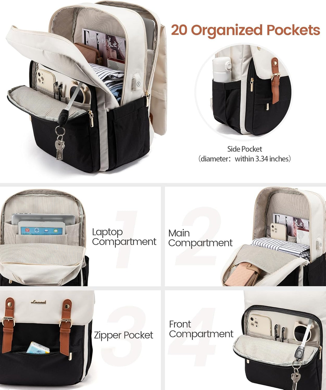 LOVEVOOK Mochila para computadora portátil para mujer, mochila de v...