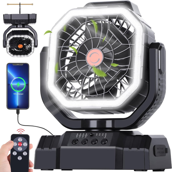 AVV Ventilador de camping recargable portátil de alta velocidad de...